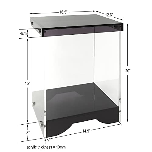 Gekko And Co. Acrylic Side Table, Acrylic Nightstand With Storage - Clear Night Stand, Coffee Table, Clear End Table For Bedroom, Living Room, Home Office, Hallway, Bathroom (Two-Tone) #TOP2