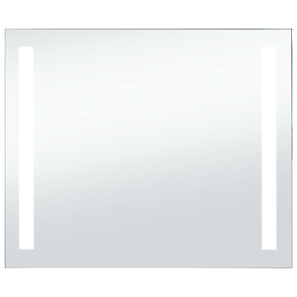 vidaXL Espejo de Pared de Baño, Espejo de Maquillaje con LED, Espejo Rectangular para Tocador, Accesorio de Iluminación para Hogar, 80x60 cm