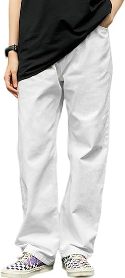 HUNGSON Mens Baggy Jeans for Men Women Y2k Skater Vintage Plain Pants Casual Wide Leg Jeans Loose Fit Denim Jeans