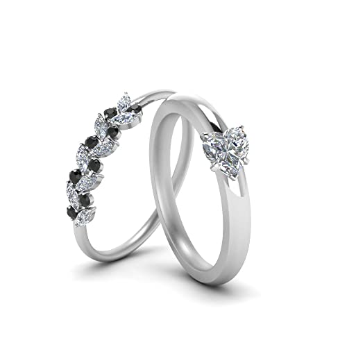 Image of Choose Your Gemstone Unique Diamond CZ Bridal Ring Set 925 Sterling Silver Heart Shape Wedding Ring Sets Matching Jewelry Wedding Jewelry Easy to Wear Gifts US Size 4 to 12
