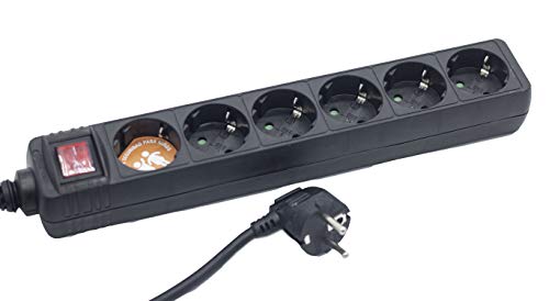 Base de 6 Tomas con Cable de 1.5 m y Interruptor, Ideal para conexión de Dispositivos eléctricos en casa u Oficina.