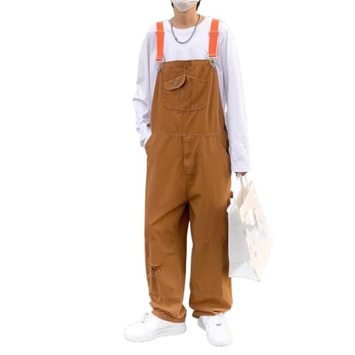 Men's Suspenders Work Pants Straight Leg Multi-Pocket Casual