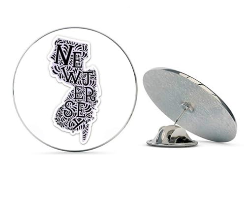 New Jersey Shape Cute Letters Native Local Metal 0.75" Lapel Hat Pin Tie Tack Pinback2