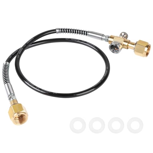 LALAGO 1 Mètre Tuyau de Transfert à Droite avec Manomètre RadSZ, Tuyau de Transfert, Filetage 2 x W21,8 x 1/14