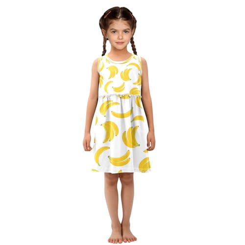 Girls Yellow Fruit Banana Dress Sleeveless Dress Summer Cotton Sundress 4T4