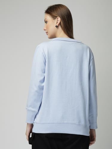 Image of Women's Boyfriend /Loose Fit Full Sleeve Drop Shoulder Loopknit V-Neck Neck Sweatshirt Oversized Cotton Winter T-Shirt for Women Korean Style Casual | Trendy Baggy Fit for Girls