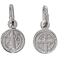 Minoplata Medalla San Benito pequeña de Plata de ley 925 8mm