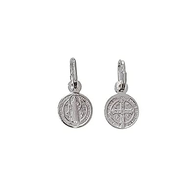 Minoplata Medalla San Benito pequeña de Plata de ley 925 8mm diámetro un Colgante unisex | Ya disponible en tu tienda friki favorita! En mundofriki.es!