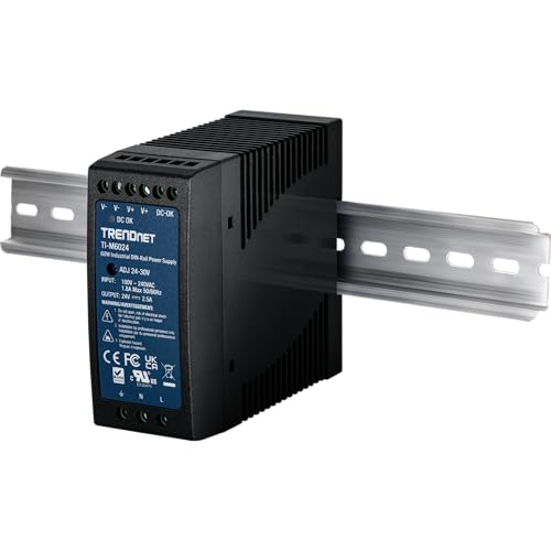 Image of TRENDnet 60W, 24V DC, 2.5A AC to DC DIN-Rail Power Supply, Universal AC Input, Extreme -20 to 70 C (-4 to 158 F) Operating Temp., TI-M6024