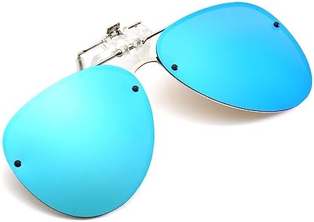 YAMEIZE Polarized Lens Clip on Sunglasses - Anti-Glare Pilot Glasses for Women Men Flip Up Rimless Clip Eyewear Driving Travelling Outdoor…