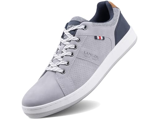 LANGDU Zapatillas Hombre Zapatos Vestir Casual Calzado Running Sneakers Deportivas Transpirables Zapatilla Moda Tamaño 41-46EU (43EU,Gris Claro 70)
