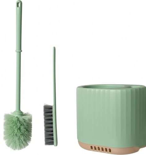 Image of HomeCloud Wall Mounted Silicone Toilet Brush | Soft Bristle Bathroom Cleaning Brush with Holder | Modern Japanese Design | Quick-Drying & Hygienic (Light Green)