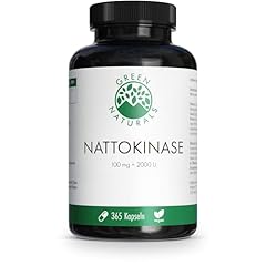 Nattokinase 20.000 FU/g - 100 mg pro Kapsel - 1 Jahr Vorrat (365 Kapseln) - Fermentierter Sojabohnenextrakt - Green Naturals®