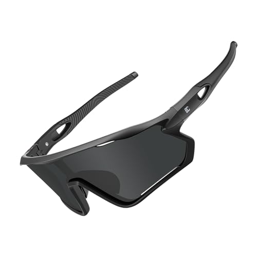 BIRCEN 偏光ベースボールランニングサングラス:TR90 スポーツ サイクリング グラス メンズ レディース UV400 保護 MTB運転用, B-ブラックフレームグレーレンズ。の商品画像（Amazon）