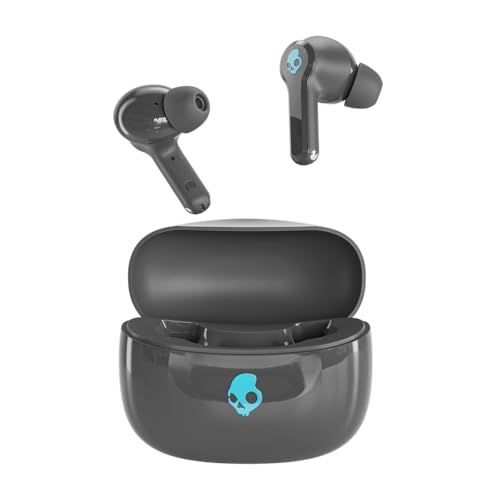 Image of Skullcandy Uproar ANC Wireless Earbuds, Active Noise Cancelling, 42Hr Battery + Rapid Charge, Quad Mic ENC, 10mm Drivers, Multipoint Pairing, Low Latency, Sweat & Water Resistant - Grey Glossy