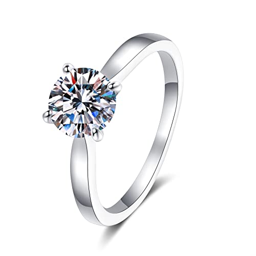 STARGEMS 1ct Moissanite 925 Silber platinierter klassischer Ring mit Vier Krappen B4507-1ct-58 (18.5) Cover