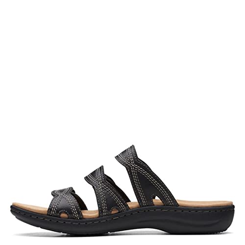 Clarks Clarks Women's Laurieann Ayla Flat Sandal, Black Leather, 9 Medium US