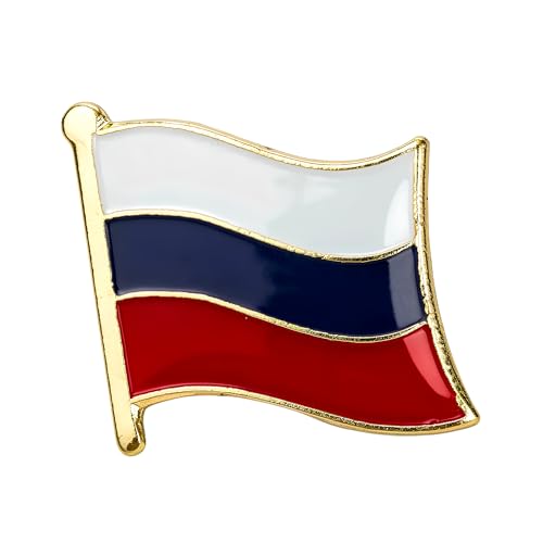 Russia National Flag Metal Enamel Lapel Pin Badge – 1.9 x 1.6 cm Russian Tricolour Flag – Hard Enamel Finish with Secure Clasp for National Pride, Travel, Events, and Collectors