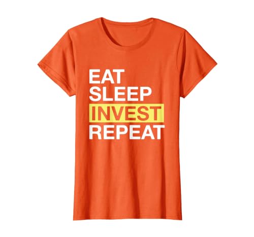 Investing Lover Eat Sleep Invest Repeat T-Shirt, Women, Orange, XX-Large