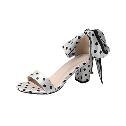 Sandales à talons hauts au motif pois et nœud bohème, finitions haut de gamme