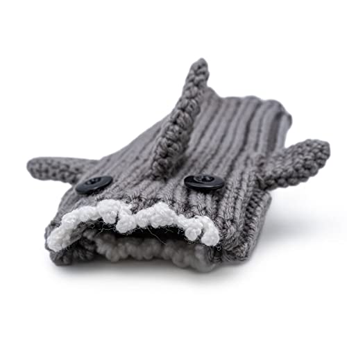 Zoo Snoods Grey Shark Costume For Dogs, Medium - Warm No Flap Ear Wrap Hood For Pets, Dog Outfit For Winters, Halloween, Christmas & New Year, Handmade Soft Yarn Ear Covers - Gray #TOP2