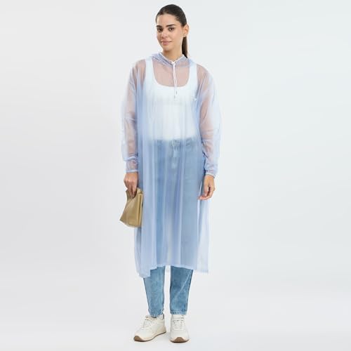Image of ZEEL Unisex Outdoor Rain Poncho for Adult, Waterproof, Lightweight & Packable, Polyester Pullover Full Sleeves Hooded Rainwear, Poncho for Camping, Hiking, Travelling (EQRT101 AZ30, Free Size)