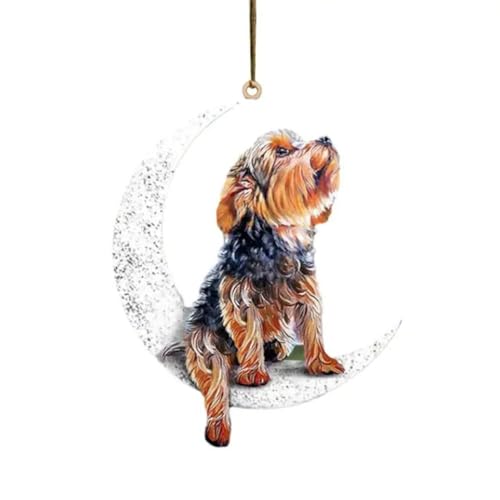 IUYQY Yorkshire Terrier Sit On Moon Dog Memorial Keepsake Christmas Remembrance Pet Memorial Loss Ornament, Dog Gift Gift IUYQY Yorkshire Terrier Sit On Moon Dog Memorial Keepsake Christmas Remembrance Pet Memorial Loss Ornament, Dog Gift Gift