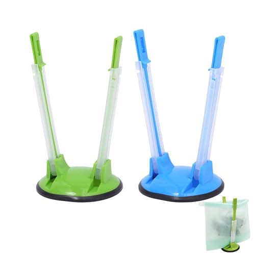 2 Pcs Freezer Bag Stand Batch Lady Bags Plastic Holder Reusable Baggy Rack for Food Prep for Cooking for The Sandwich Racks Adjustable Baggie Storage Clips for Stands Holders Kitchen Waste-Bags