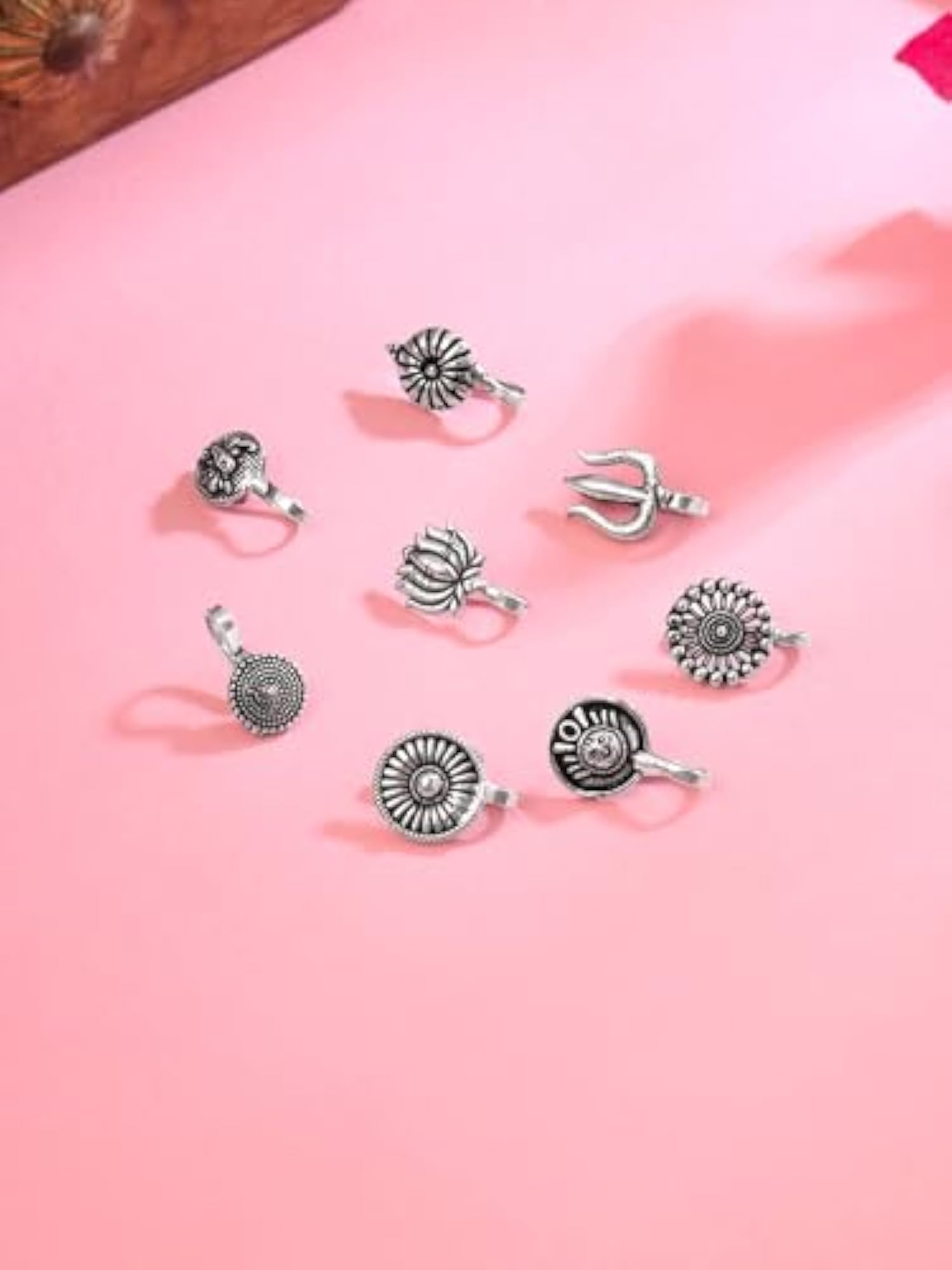 Classic Non-Piercing Nose Ring Combo Set, Oxidized Design