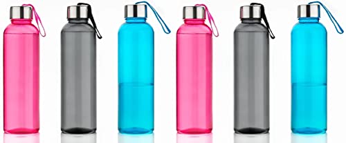 Image of Plastic Water Bottle Set with Steel Finish Cap (6)