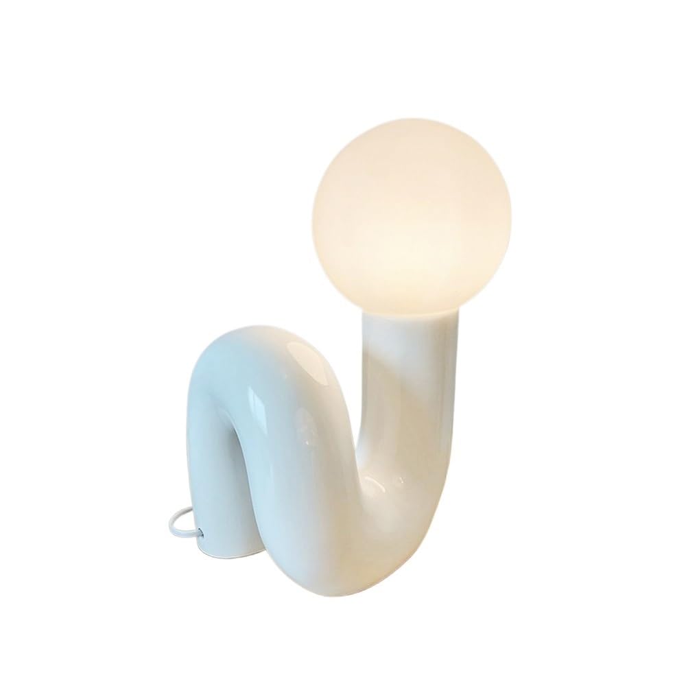 Z4T8M2K6G5 Bedside Lamp Modern Resin Desk Lamp Colored Bedside Glass Creative Bedroom Living Room Decoration Ornaments(White)