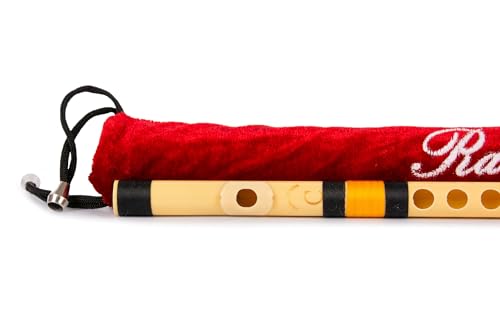 Image of Radhe Flutes | C Natural Right Handed Higher Bansuri | Black & Orange| Tuned With Tanpura A=440Hz | PVC Flute + Velvet Cover + Hindi & English Flute Lessons