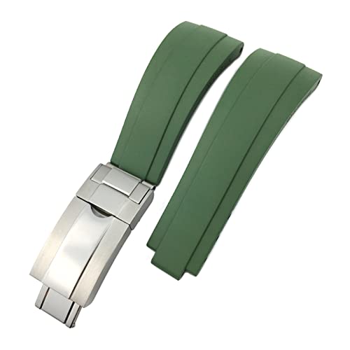 RWCCCRW Correa de Reloj de Caucho flúor de Calidad de 20mm para el Papel Daytona GMT OYSTERFLEX Pulsera Negra Correa de Reloj Resistente al Agua