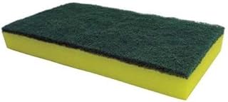 Sponge Scrubber,9x4-1/2 In,Green/Yellow -6 pack