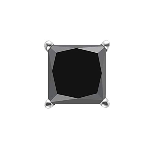 3/4 Cts Of Princess Aa Black Diamond Men's Single Stud Earring In Platinum - Valentine's Day Sale #TOP16