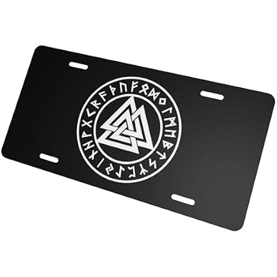 Viking Age Symbol Norse Warrior Car Front Fake License Plate Decoration Vanity Label 6x12 Inch Front and Rear License Plates