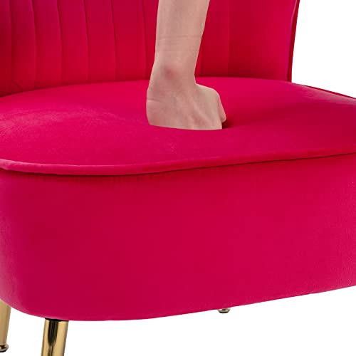 Modern Velvet Accent Chairs Set of 2 with Gold Legs - Rose Red