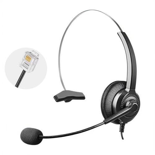 telehybrid Phone Headset Compatible with Yealink Office Desk Phones T2x T3x T4x T5x MP VP Series with RJ9 Connector, Telephone Headsets with Noise-Canceling Mic for Call Center/Home/Business