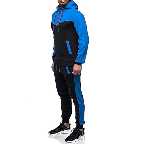 Image of Marine Royal Track Suits for Men Set Full Zip Sweatsuit Outdoor Jogging Men Tracksuits
