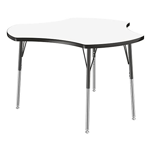 Image of Learniture Adjustable Height Dry-Erase Classroom Activity Table for School and Home, Cog Activity Table with Whiteboard Top, 48 inch D x 48 inch W x 30 inch H, White