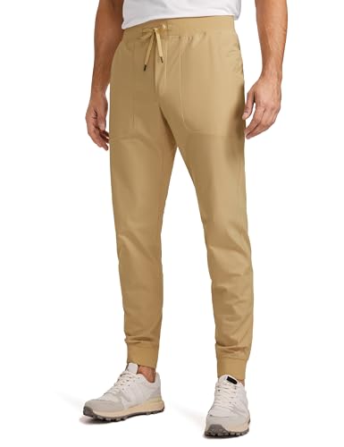 CRZ YOGA All Day Comfy Pull-On Golf Joggers for Men 30' - Quick Dry Lightweight Work Casual Pants with Pockets Khaki Sand Medium