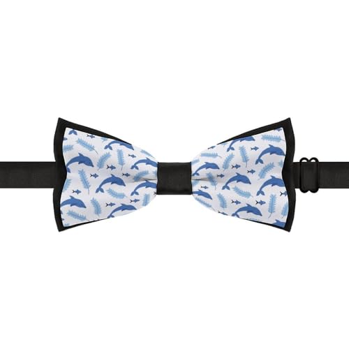 GoasNei Cute Animal of Dolphin Pattern Bow Tie for Men Adjustable Necktie Funny Tie Neck Ties for Weddings Party