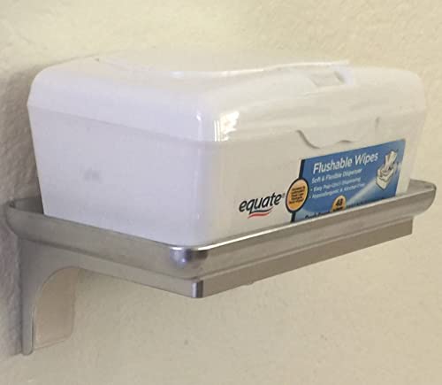 Mclee Creations Wonder Shelf - Small Plastic Wall Mount Floating Shelf For Smartphone & Baby Wipes, Self Adhesive Shelf For Bathroom & Kitchen Decor (1, Silver With Holes) #TOP4