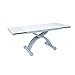 Tavolo Allungabile Estensibile Altezza Regolabile In Vetro Gambe In Metallo Tavolino Basso Sollevabile Salvaspazio Multiposizione Design Page Moderno Elegante Consolle Casa Ufficio Bianco E Grigio
