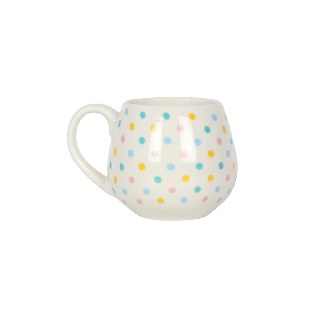 Cheerful Multicolor Pastel Dot Spotted Rounded Mug, 9.4cm x 13.6cm (1 Pc.), Quality Ceramic Material