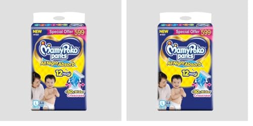 Image of Mamypoko pants All Night Absorb| Pant Style Baby Diapers Large Size(L), 88 Count, Ideal for 9-14Kgs|+50% wider and repeated absorption for all night 12hr protection from leakage, prevents heaviness.