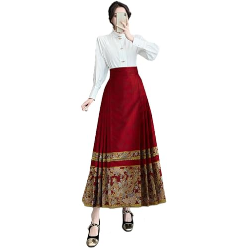 Hanfu moderne de la dynastie Ming : jupe face de cheval élégante pour femme