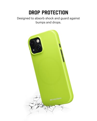 Image of DailyObjects Polycarbonate Enamel Bumper Magsafe Case for iPhone 14 Compatible with Mag-Safe Wireless Charging | Lime Hybrid Magnetic Back Cover