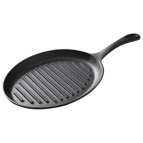 Rfeeuubft Sartén de Hierro Fundido Antiadherente con Asa, Placa para Parrilla Sin Revestimiento Químico, Apta para Gas e Inducción