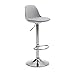 Kave Home - Taburete Alto de Bar Orlando-T Gris de Altura Regulable 60-82 cm con Respaldo, Asiento tapizado en Piel sintética y pie de Acero